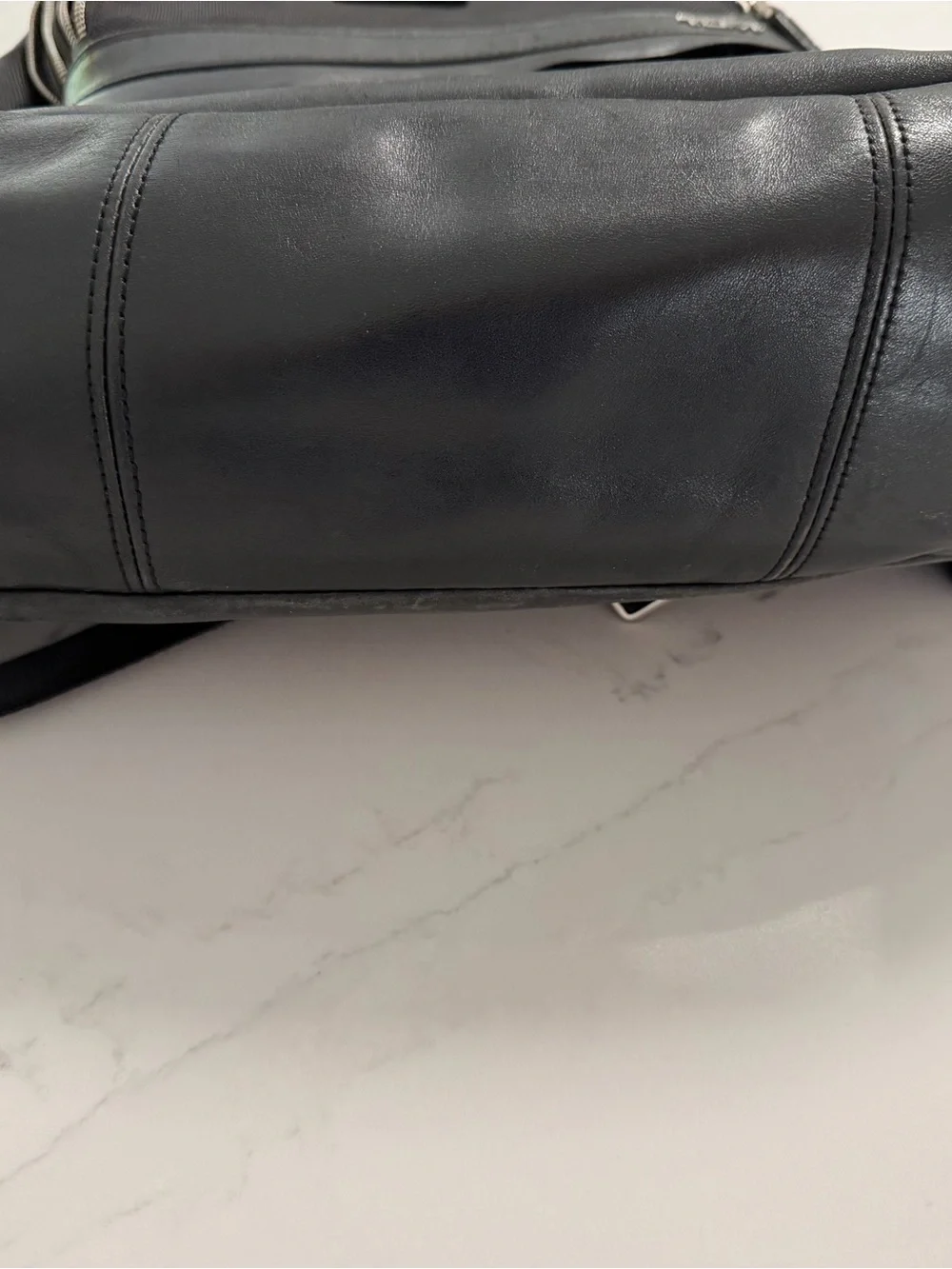 Tumi Black Men's Backpack with Leather Trim